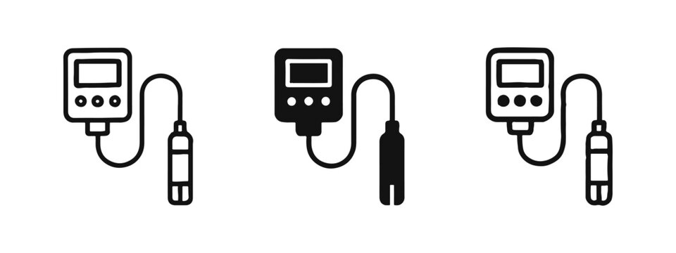 Digital Meter and Probe Icon Set for Scientific Testing and Measurement
