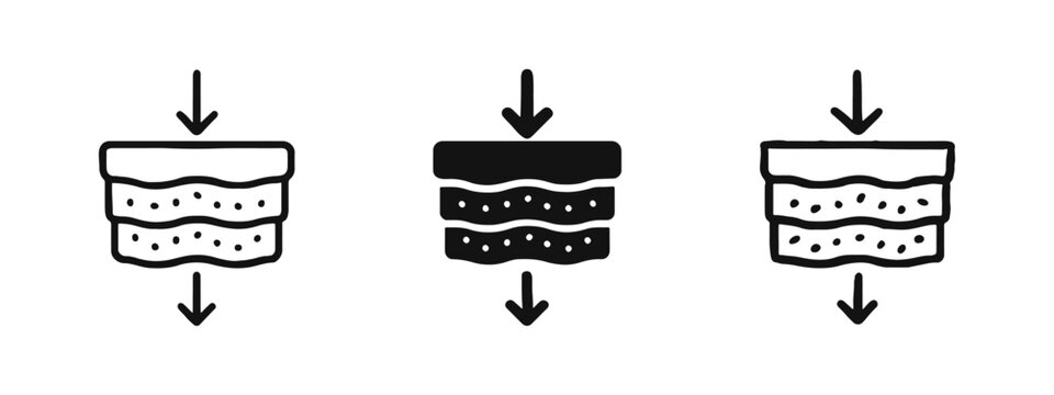 Soil Filtration Layers and Groundwater Percolation Icon Set