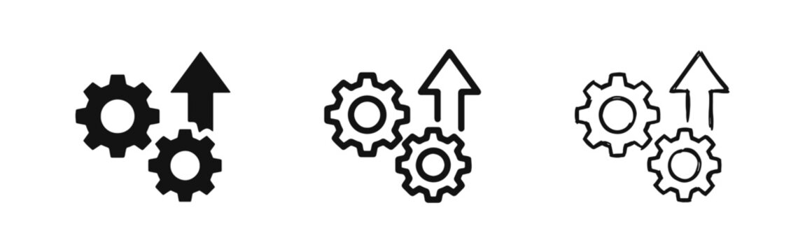 Business process improvement and efficiency growth icon set