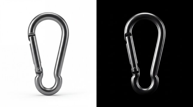 Metal carabiner clip isolated on white background