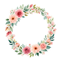 Fototapeta premium Floral rose wreath frame for romantic love card design
