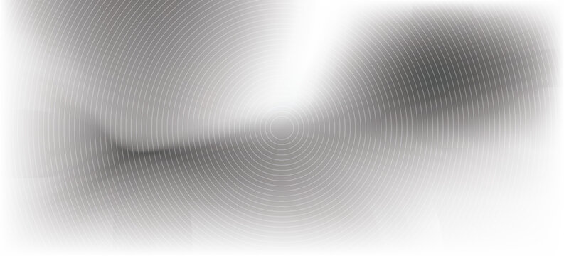 Black concentric circle texture. Radial geometric pattern background. Linear epicenter, radar, target concept. Round rippled halftone ring wallpaper for brochure, template, poster, overlay. Vector