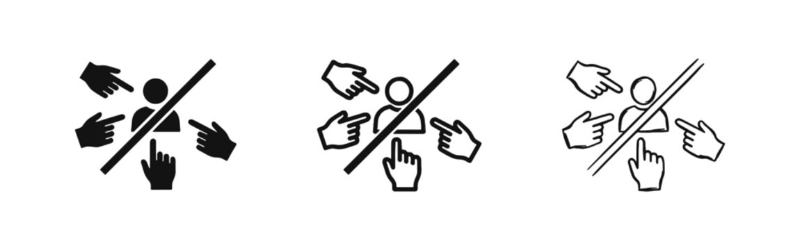 People Pointing Fingers at a Person with a Cross Sign - Exclusion and Social Rejection Icon Set