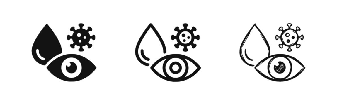 Eye Infection and Medical Care Icon Set - Virus and Hygiene Concept