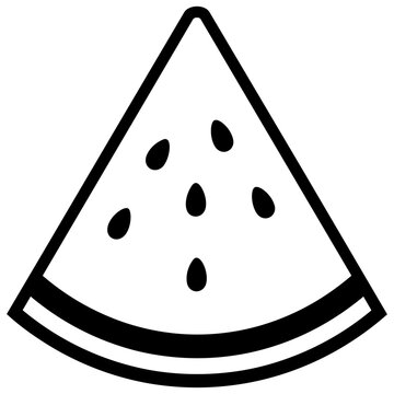 Slice of watermelon with black seeds on white background isolated on transparent background, Vector