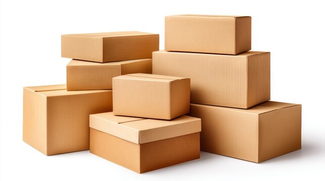 Layered Packaged Boxes Stacked for Delivery and Shipping Purposes