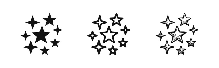 Obraz premium Star Icons Set in Different Graphic Styles for Rating and Achievement