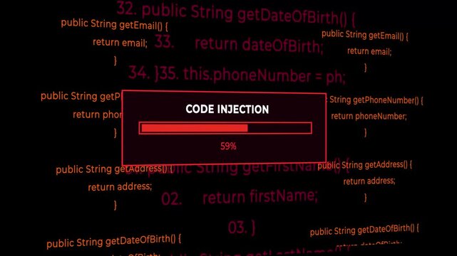 Code injection loading progress on computer programming background cyber threat