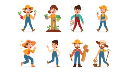 Fototapeta premium Farmers at Work: Illustrative depiction of agricultural workers engaged in various tasks. Capturing the essence of farming and agricultural endeavors.