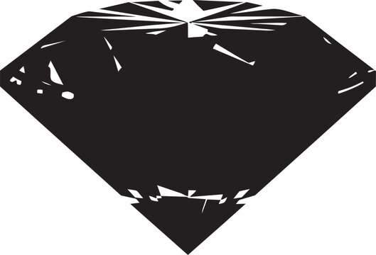 Sleek black diamond gemstone with sharp facets isolated on transparent background, Vector
