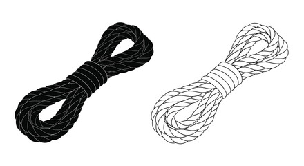 Coiled rope in black and white silhouette © Soleman