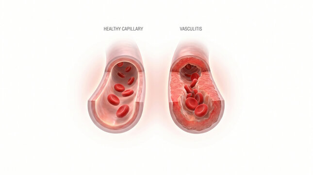 Vasculitis Capillary Blood Vessel Inflammation Medical Illustration