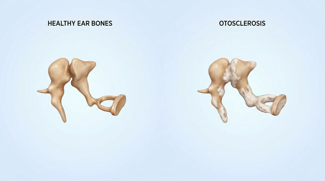 Middle Ear Bones Anatomy Healthy vs Otosclerosis Comparison