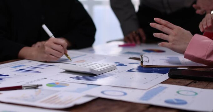 Hands and graphs on tablet screen for finance results, profit growth and budget review. Staff, team and digital with financial report, revenue stats and dividend comparison of risk assessment