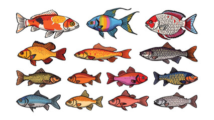 Colorful Aquatic Life: A vibrant assortment of fish showcase a kaleidoscope of hues and patterns, swimming together in a captivating display of underwater diversity. © abidakhatun