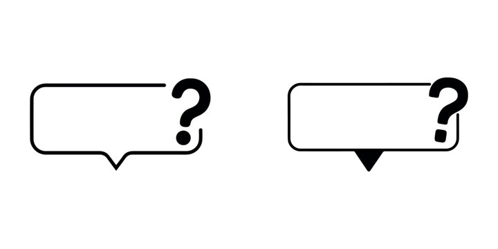 Question mark speech bubble icon, chat box with inquiry symbol, vector illustration of frequently asked questions or help sign.