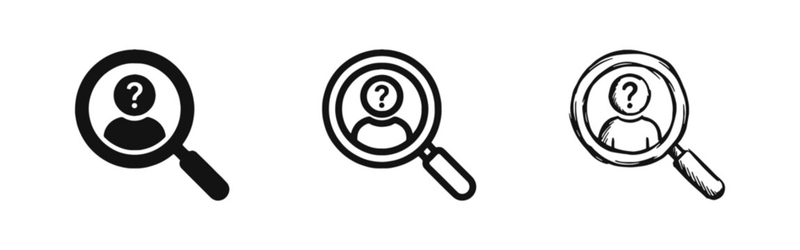 Search Question Profile Icon Set - Hiring Mystery and Candidate Hunt Symbols