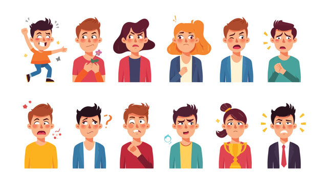 Human emotions: A visual array of diverse human faces, each conveying a unique spectrum of emotional expressions, from elation to despair, reflecting the rich tapestry of human experience.