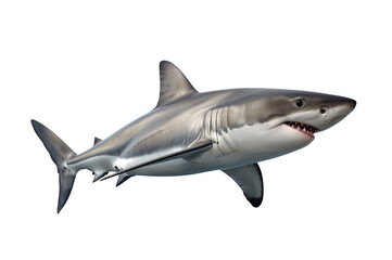 Fototapeta premium Great white shark swimming with powerful jaws showing teeth