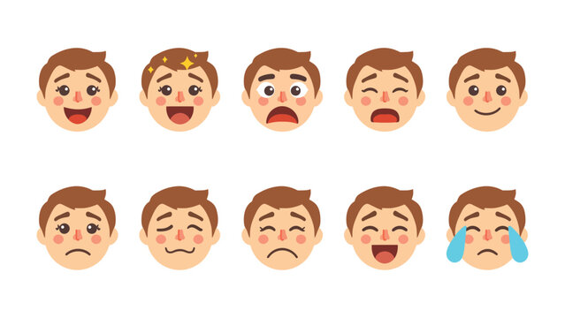 Expressions of Feelings: A collection of various expressions, offering a vibrant range of emotions, from pure joy to profound sadness.