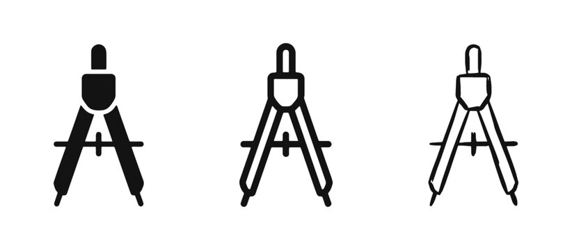 Geometry Compass and Drafting Tool Icon Set