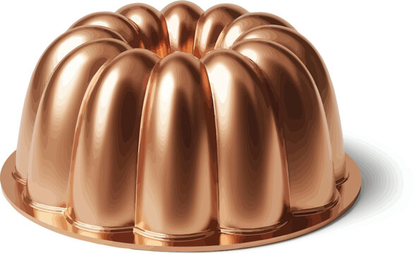 Bundt cake pan made of polished copper sits ready for a delicious dessert.