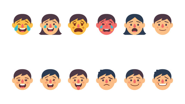 Emotional Spectrum: A vibrant collection of faces, each expressing a unique state of mind, paints a rich tapestry of human emotions