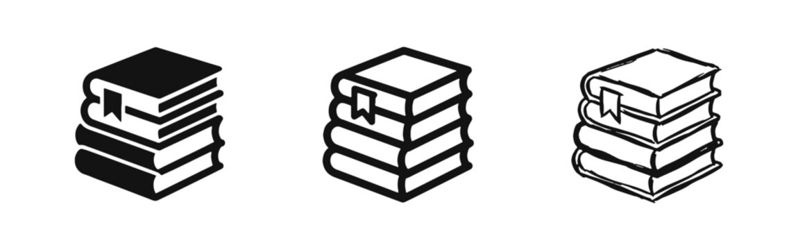 Stack of books icon set for education library and reading