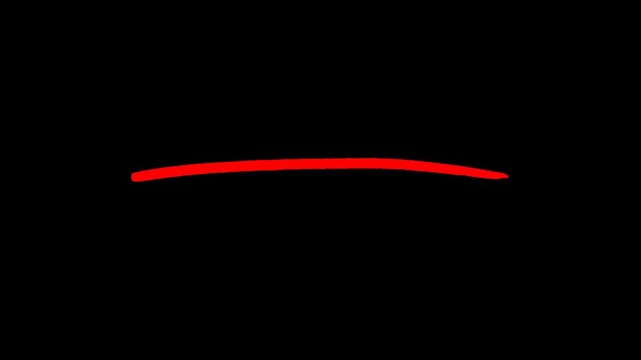 Animated hand drawn red horizontal line on black background for minimalist doodle art projects whiteboard animations and creative video underlines or artistic transitions.
