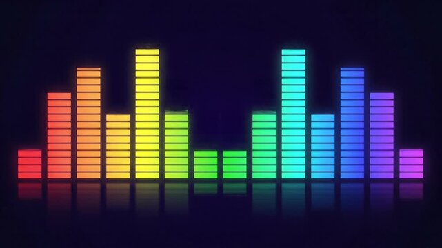 Vibrant rainbow equalizer bars a dynamic audio visualizer display