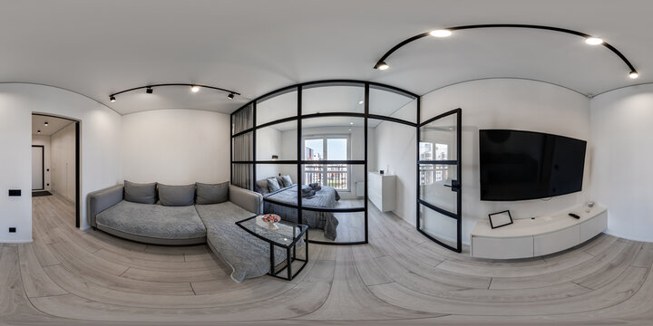 hdri 360 panorama view in bedroom studio room in luxury elite vip hotel in full in equirectangular spherical projection, skybox VR AR content