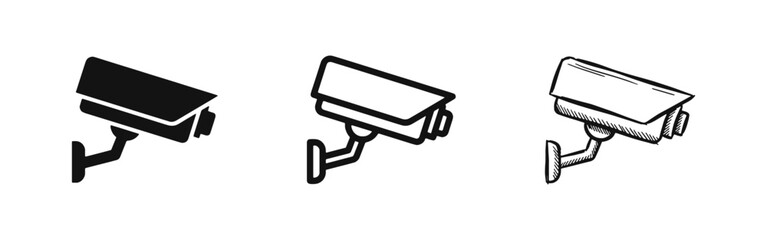 CCTV security surveillance camera protection icon set