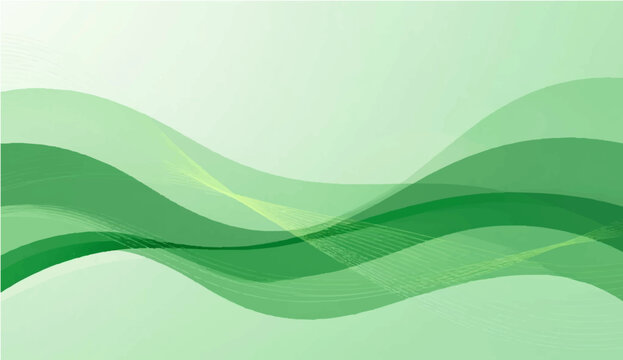 Dynamic green waves undulate across a serene backdrop, creating a sense of fluid movement and organic design. A fresh and modern representation.