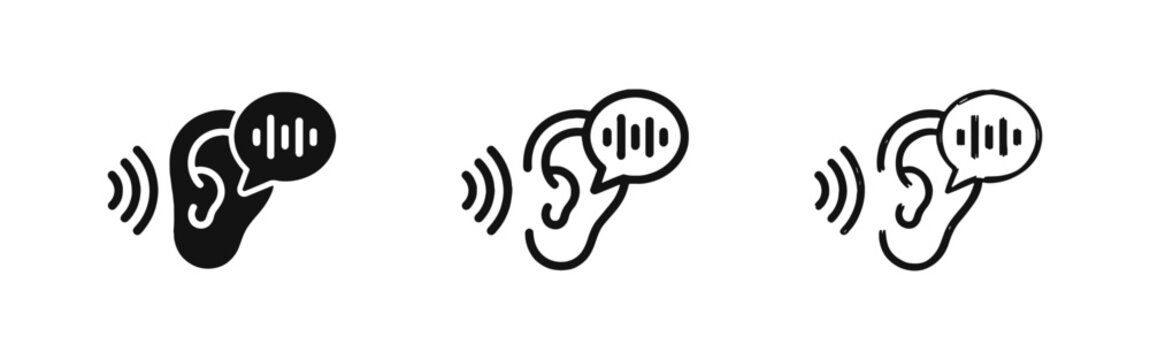 Hearing Ear and Speech Sound Communication Icon Set