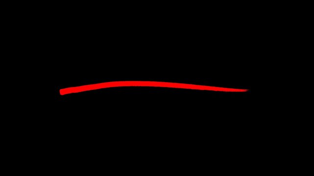Animated red hand drawn sketchy line on black background for minimalist doodle art projects whiteboard animations and creative video underlines or transitions.
