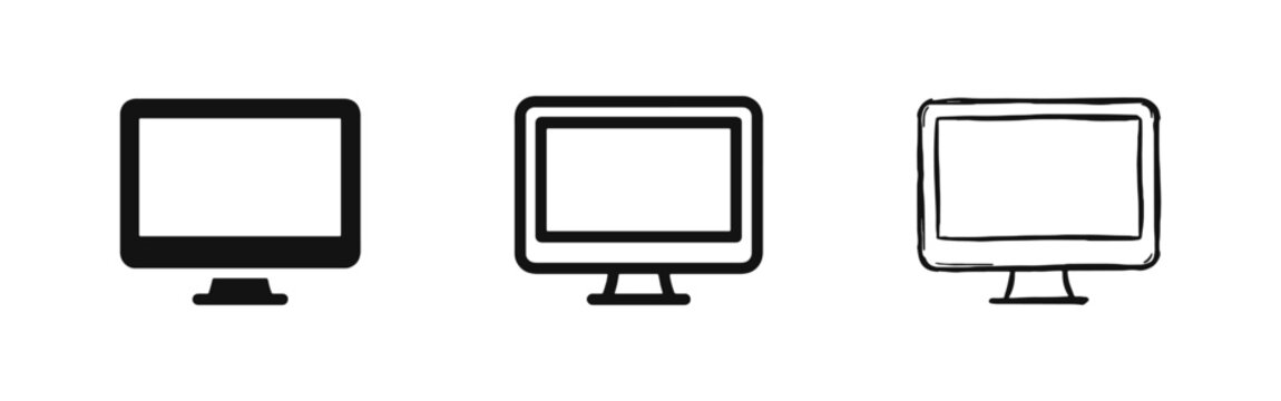 Desktop Computer Monitor and Digital Screen Icons Set