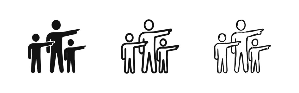 Leadership and Guidance Icon Set - People Pointing Direction Symbols in Three Different Styles