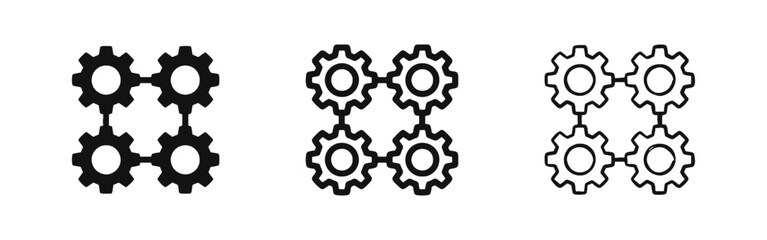 Obraz premium Integrated Gear System Icons for Mechanical and Teamwork Concepts