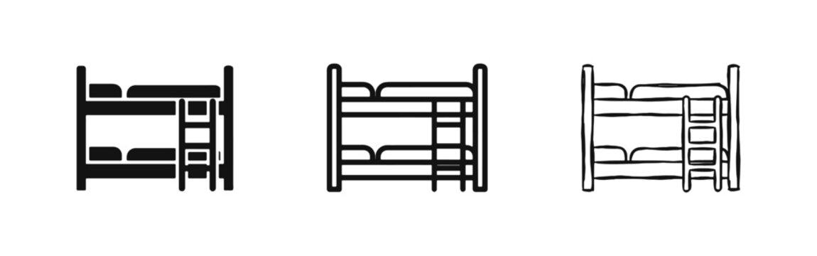 Bunk Bed Icon Set - Children's Bedroom and Hostel Furniture