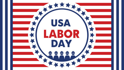 Obraz premium Usa labor day banner with red and white stripes and blue star border