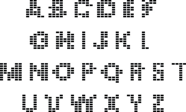 A pixelated sign with letters on a white background