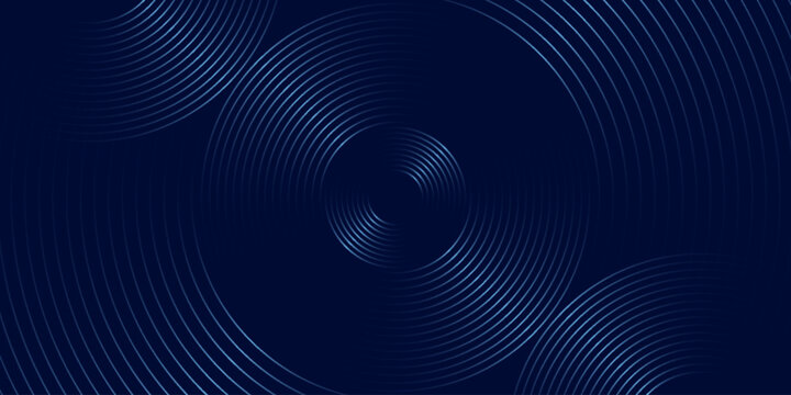 Design blue glowing geometric lines on dark blue background. Modern shiny blue circle lines pattern. Futuristic technology modern abstract