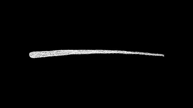 Animated hand drawn white pencil line on black background for minimalist sketching art projects whiteboard animations and creative video transitions or underlines.
