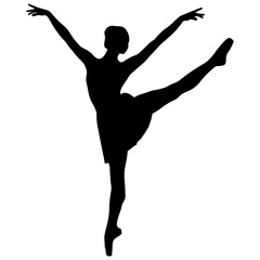 Fototapeta premium Ballerina in elegant arabesque pose silhouette isolated on transparent background, Vector