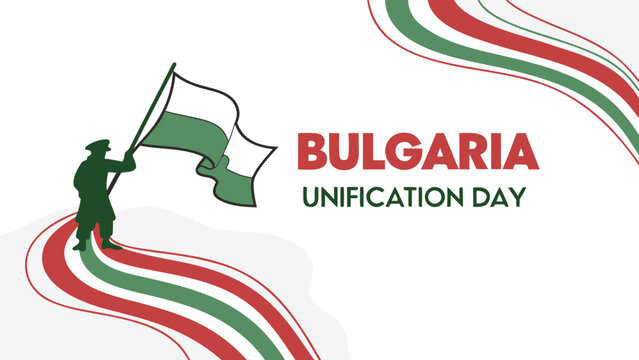Silhouette of a soldier raising the bulgarian flag for unification day