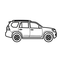 Fototapeta premium Clean line art vector of a sturdy suv vehicle isolated on white background for automotive design projects