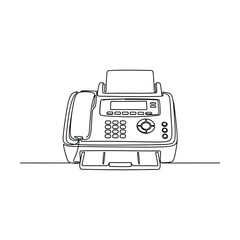 Fototapeta premium Continuous line drawing of vintage fax machine for office communication and business document transmission