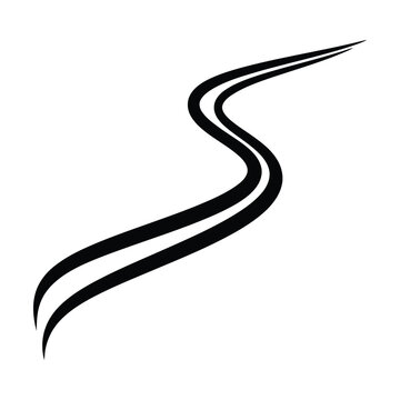 S-shaped winding road or curved path as abstract transportation movement line art vector illustration