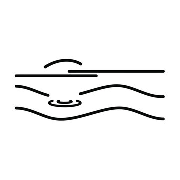 Simple line art icon of flowing river water waves for nature and environmental conservation themes