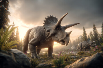 Fototapeta premium triceratops horridus, AI generated